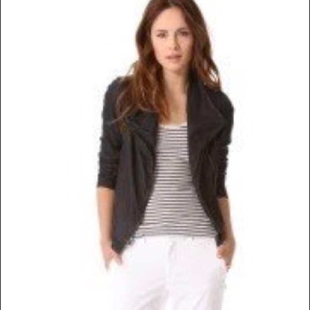 XXS Vince Paper Leather Scuba Jacket: in Black